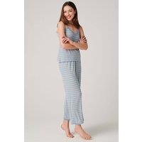 British Boxers Women's "Cornish" Bamboo Lace Camisole Pyjama Set in Light Sand | Size: XS