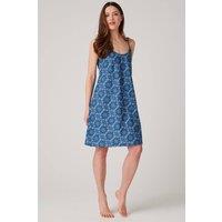 British Boxers Women's "Marrakesh Paisley" Crisp Cotton Strappy Nightdress in Bright Blue | Size: Small
