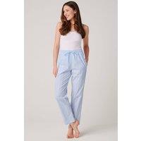 British Boxers Women's "Breezy Blue Satin Stripe" Crisp Cotton Pyjama Trousers in Baby Blue | Size: XL