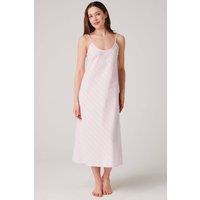 British Boxers Women's "Shell Pink Satin Stripe" Crisp Cotton Strappy Nightdress in Baby Pink | Size: 2XL