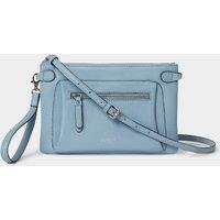 OSPREY LONDON Women's The Ruby Leather Crossbody Clutch Bag in Pale Blue