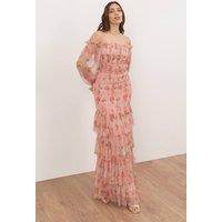 Anaya with Love Women's Floral Long Sleeve Bardot Maxi Dress in Pink | Size: 14