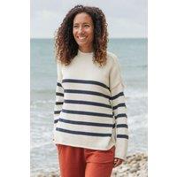 Rapanui Clothing Women's Oversized Striped Knitted Jumper in Off-White | Size: 8