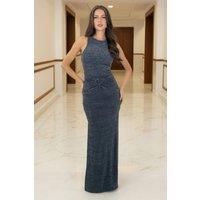 AX Paris Women's Teal Sparkle O-Ring Detail Bodycon Midi Dress | Size: 12