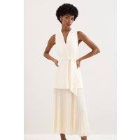 Phase Eight Women's Pia Pleated Midi Dress in Warm White | Size: 22