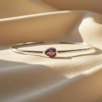 Harfi Women's Minimalist Sterling Silver Amethyst February Birthstone Bangle Bracelet in Purple