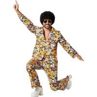 tectake Men's Fancy Dress Costume - 70S Disco, Retro Circle Pattern | Size: 2XL