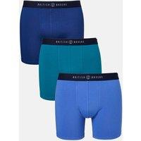 British Boxers Men's Pack of Three "Summertime Blues" Cotton Stretch Trunks | Size: Medium