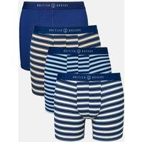 British Boxers Men's Pack of Four Maritime Bamboo Stetch Trunks in Navy | Size: Large