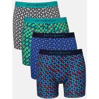 British Boxers Men's Pack of Four Minimalist Geometric Bamboo Stetch Trunks | Size: Medium