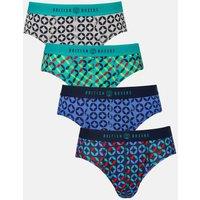 British Boxers Men's Pack of Four Minimalist Geometric Bamboo Briefs | Size: Medium