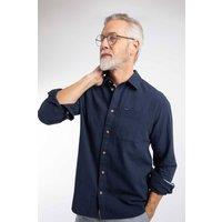 Weird Fish Men's Geoffery Long Sleeve Textured Crepe Shirt in Navy | Size: XL