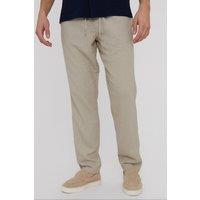 Threadbare Men's 'Fellow' Linen Blend Drawcord Trousers in Stone | Size: 2XL