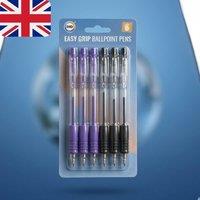 Bedsland 6 Pack Easy Grip Ballpoint Pens Smooth Writing Pen For School Office