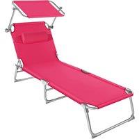 tectake Sun Lounger in Pink | Size: 1 Seater