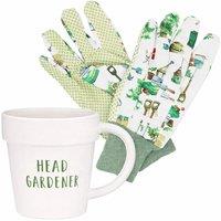 Lesser & Pavey Plant Pot Mug & Gloves Gift Set for Her - Head Gardener