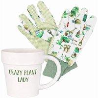 Lesser & Pavey Plant Pot Mug & Gloves Gift Set for Her - Crazy Plant Lady