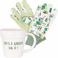Lesser & Pavey Plant Pot Mug & Gloves Gift Set for Her - Life's A Garden