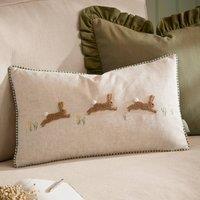 Wylder Ramble Hares Tufted Cushion in Light Beige | Size: 30 cm x 50 cm