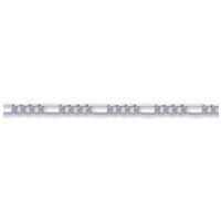 Jewelco London Silver 3+1 Figaro Link 1.5mm Chain Necklace | Size: 18 inches