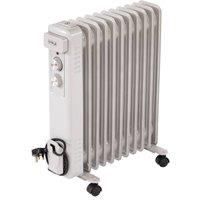 Oypla 11 Fin Portable Oil Filled Radiator Electric Heater in White