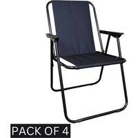 Samuel Alexander 4 Pack of Black Lightweight Foldable Canvas Chair with Plastic Armrests