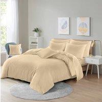 Homes-Linen Ultra Soft Microfibre Duvet Cover Set Breathable Wrinkle-Free Bedding in Beige | Size: Single