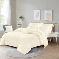 Homes-Linen Ultra Soft Microfibre Duvet Cover Set Breathable Wrinkle-Free Bedding in Cream | Size: Single