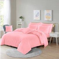 Homes-Linen Ultra Soft Microfibre Duvet Cover Set Breathable Wrinkle-Free Bedding in Pink | Size: Double