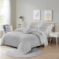 Homes-Linen Ultra Soft Microfibre Duvet Cover Set Breathable Wrinkle-Free Bedding in Silver | Size: Single