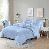 Homes-Linen Ultra Soft Microfibre Duvet Cover Set Breathable Wrinkle-Free Bedding in Baby Blue | Size: King