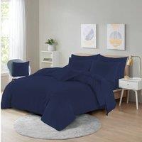 Homes-Linen Ultra Soft Microfibre Duvet Cover Set Breathable Wrinkle-Free Bedding in Navy | Size: Double