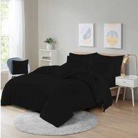 Homes-Linen Ultra Soft Microfibre Duvet Cover Set Breathable Wrinkle-Free Bedding in Black | Size: Super King