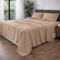 Homes-Linen Ultra Soft Microfibre Flat Sheet Breathable Wrinkle & Fade Resistant in Beige | Size: King