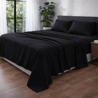 Homes-Linen Ultra Soft Microfibre Flat Sheet Breathable Wrinkle & Fade Resistant in Black | Size: Single