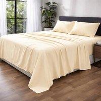 Homes-Linen Ultra Soft Microfibre Flat Sheet Breathable Wrinkle & Fade Resistant in Cream | Size: Super King