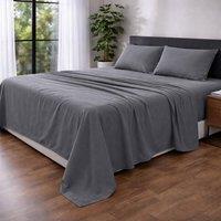 Homes-Linen Ultra Soft Microfibre Flat Sheet Breathable Wrinkle & Fade Resistant in Grey | Size: Single