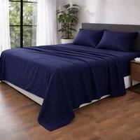 Homes-Linen Ultra Soft Microfibre Flat Sheet Breathable Wrinkle & Fade Resistant in Navy | Size: Single