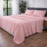 Homes-Linen Ultra Soft Microfibre Flat Sheet Breathable Wrinkle & Fade Resistant in Pink | Size: Single