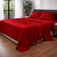 Homes-Linen Ultra Soft Microfibre Flat Sheet Breathable Wrinkle & Fade Resistant in Red | Size: Single