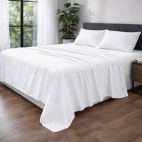 Homes-Linen Ultra Soft Microfibre Flat Sheet Breathable Wrinkle & Fade Resistant in White | Size: Super King