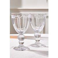Dibor Set of 2 Vintage Luxury Spring Summer Clear Embossed Drinking Wine Goblet Glasses Wedding Gift 320ml | Size: 2 Pack