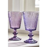Dibor Set of 2 Purple Lavender Spring Summer Embossed Drinking Glass Wine Goblets Wedding Gift 300ml | Size: 2 Pack