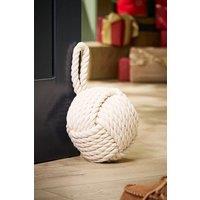 Dibor Traditional Cream Cotton Rope Ball Knot Door Stopper Decorative Door Stop