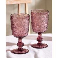 Dibor Set of 2 Luxury Spring Summer Bright Pink Drinking Glass Wine Goblets Wedding Gift 300ml | Size: 2 Pack