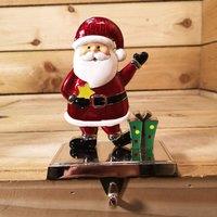 Samuel Alexander 17cm Santa Christmas Stocking Hanger with Weighted Base in Red