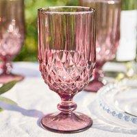 Dibor Set of 2 Spring Summer Diamond Pink Wine Glass Wine Goblets Wedding Gift 320ml | Size: 2 Pack