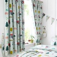 Happy Linen Company Barn Yard Farm Animals Fully Lined Blackout Pencil Pleat Curtain Set in Green | Size: 167 cm width x 137 cm drop