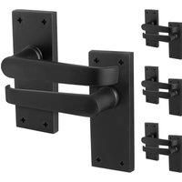 AFIT Black Door Handles Latch, 4 Pairs Matt Black Backplate Handles | Size: 150mm x 150mm