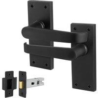 AFIT Black Door Handles Latch, 1 Pair Matt Black Backplate Handles, Latch | Size: 150mm x 150mm